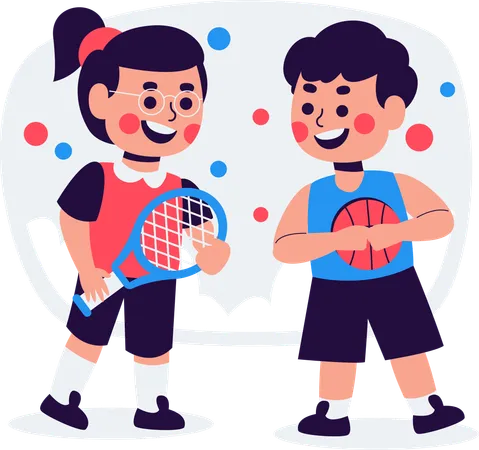 Joyful Kids Playing Sports  Illustration