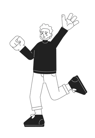Joyful man jumping excited  Illustration