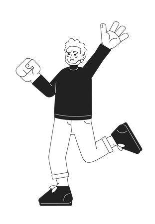 Joyful man jumping excited  Illustration