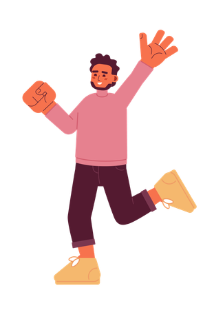 Joyful man jumping excited  Illustration