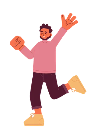 Joyful man jumping excited  Illustration