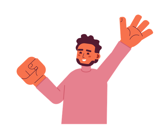 Joyful man waving hand  Illustration