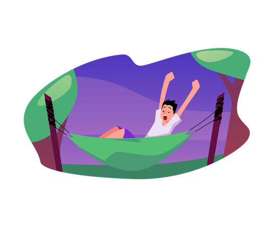 Joyful relaxation in nature's hammock  Illustration