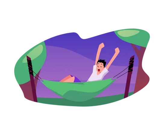Joyful relaxation in nature's hammock  Illustration