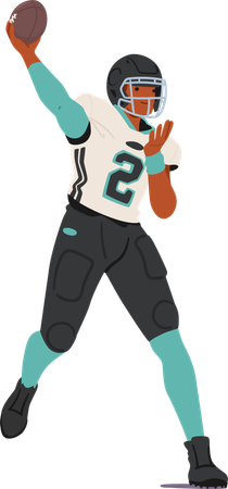 Jubilant Rugby Player holding football  Illustration