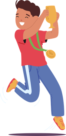 Jubilant Young Athlete Boy  Illustration