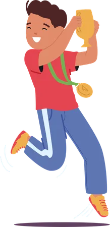 Jubilant Young Athlete Boy  Illustration