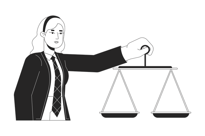 Judge business woman holding balance scales  Illustration