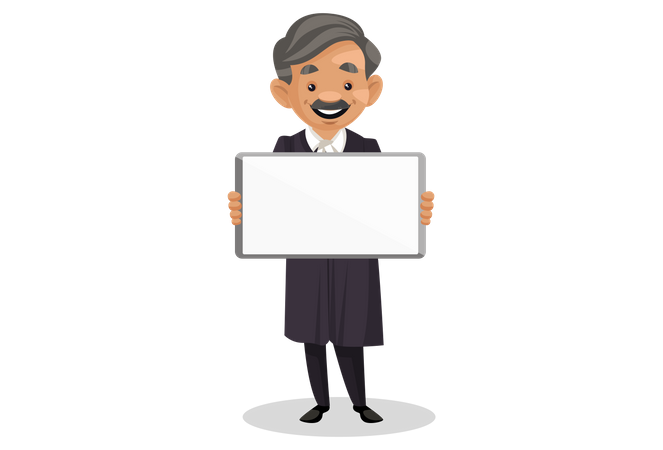 Judge holding blank white board in his hand  Illustration