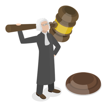 Judge holding hammer for Justice  Illustration