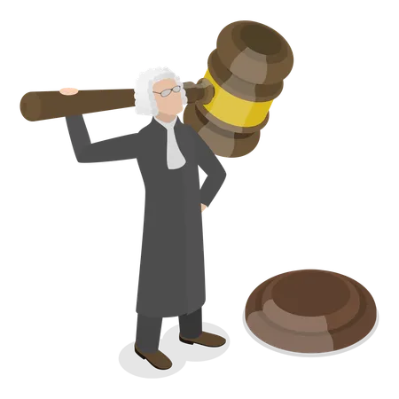 Judge holding hammer for Justice  Illustration