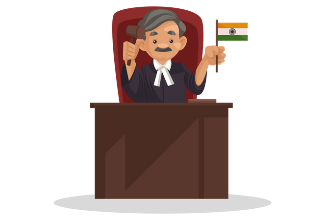 Judge holding Indian flag in his hand  Illustration