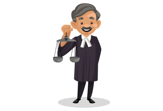 Judge holding weighting tool  Illustration