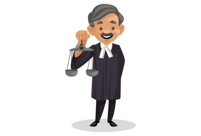 Judge holding weighting tool  Illustration