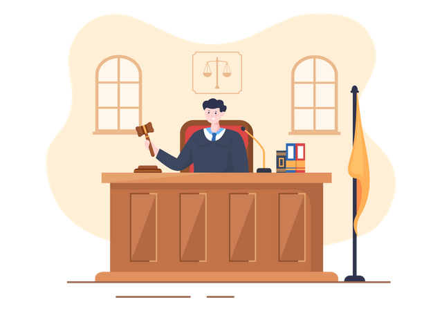 Judge in court Illustration