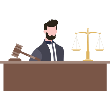 Judge is in court  Illustration