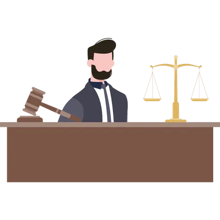 The Judge Is In Court Illustration