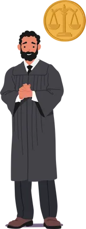 Judge Male Character Isolated On White Authority Figure Presiding Over Legal Proceedings Impartially Evaluating Evidence And Delivering Decisions Based On The Law Cartoon People Vector Illustration イラスト