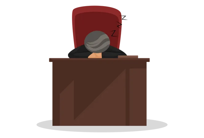 Judge sleeping in courtroom  Illustration