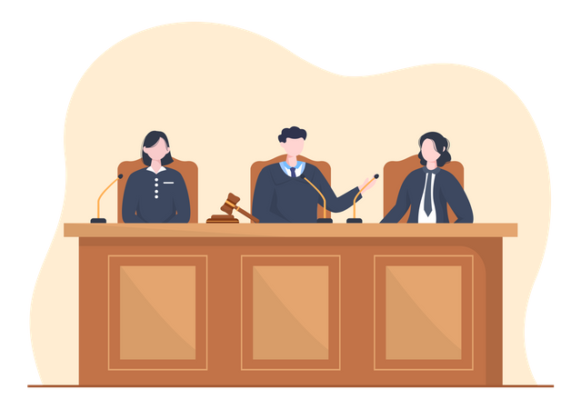 Judges in court  Illustration