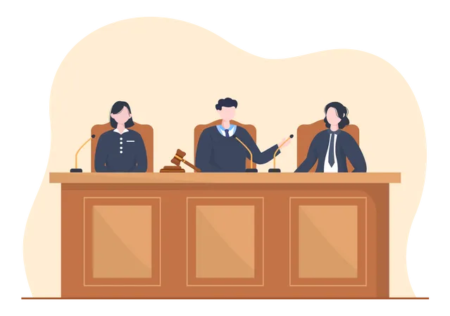 Judges in court  Illustration