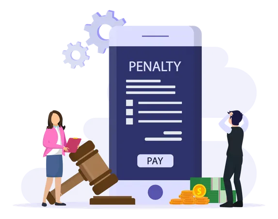 Penalty Vector Concept Stressful Businessman Looking At A Charge And Expense Punishment Notice Illustration