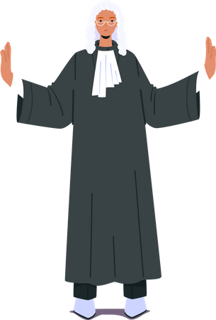 Judicial Person Wearing Black Robe And White Collar With Serious Face Expression  Illustration