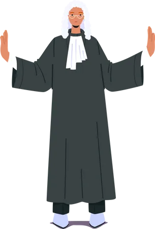 Judicial Person Wearing Black Robe And White Collar With Serious Face Expression  Illustration