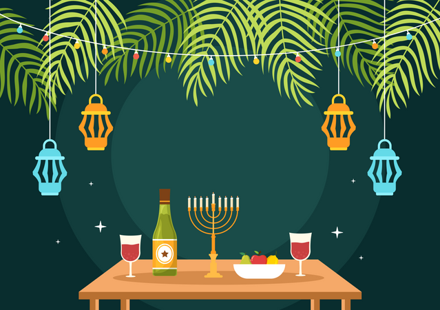 Jüdischer Feiertag Sukkot  Illustration