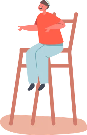 Jude Junge trägt Kippa Hut auf Stuhl sitzend  Illustration