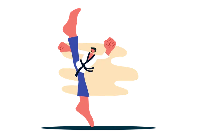 Judo athlete practicing karate  Illustration