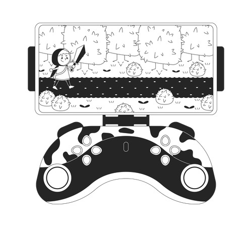 Juego de arcade en el gamepad del teléfono inteligente  Ilustración