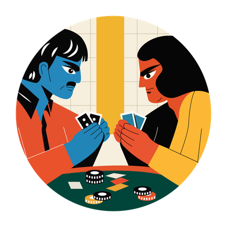 Apuestas, jugar, póquer, casino, juego de cartas  Ilustración