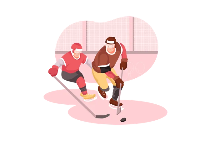 Juego de hockey sobre hielo  Ilustración