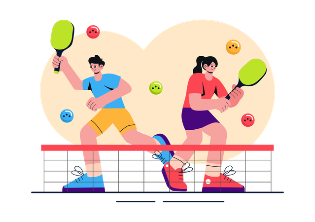 Deporte del juego Pickleball  Ilustración