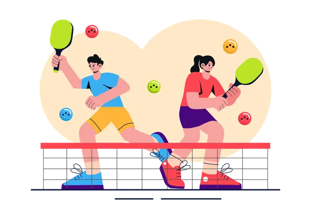 Deporte del juego Pickleball  Ilustración