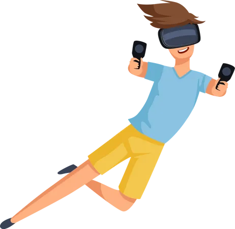 Jugador De Realidad Virtual Divertido Personaje Feliz Ilustración