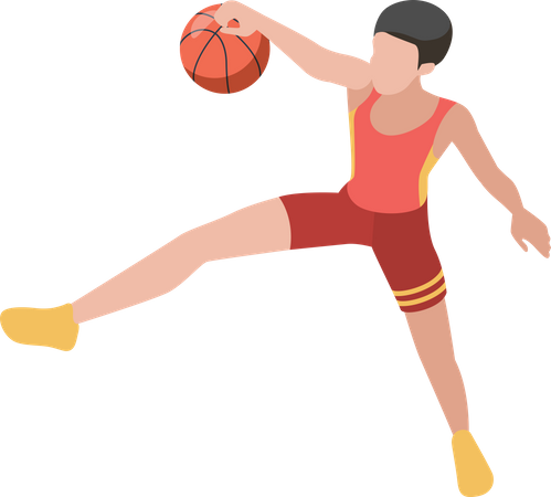 Jugador de baloncesto con pelota  Ilustración