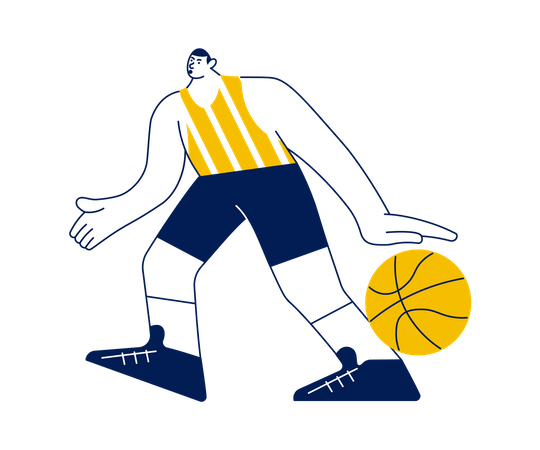 Jugador de baloncesto corriendo con pelota  Ilustración