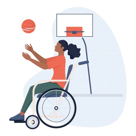 Jugador de baloncesto discapacitado  Ilustración