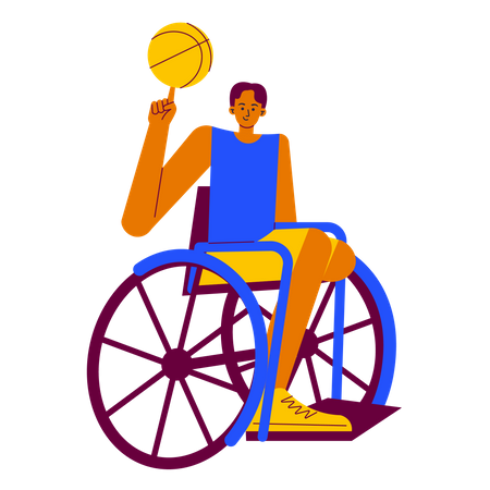 Jugador de baloncesto en silla de ruedas  Ilustración