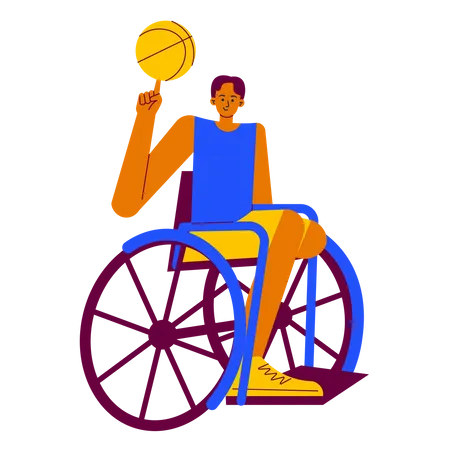 Jugador de baloncesto en silla de ruedas  Ilustración