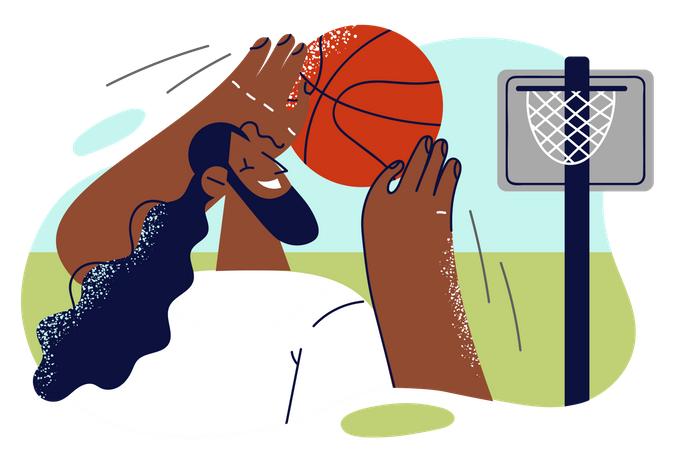 Jugador de baloncesto golpeando la pelota  Ilustración