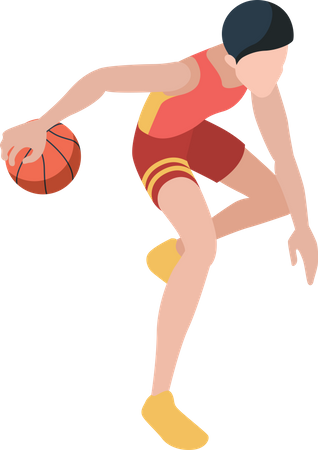 Jugador de baloncesto jugando  Ilustración