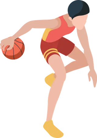 Jugador de baloncesto jugando  Ilustración