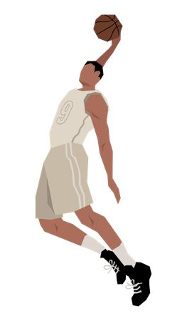 Jugador de baloncesto lanzando baloncesto  Ilustración