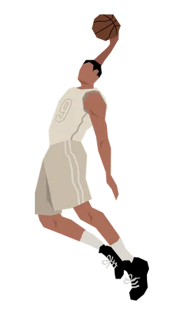 Jugador de baloncesto lanzando baloncesto  Ilustración