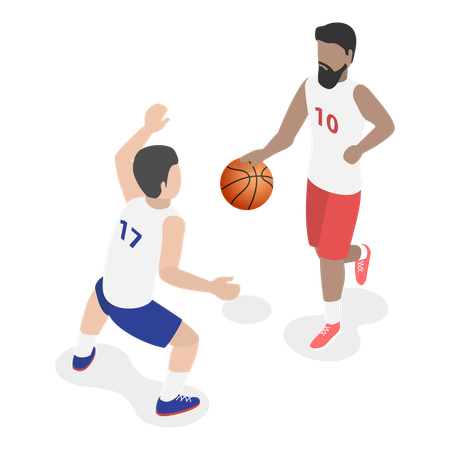 Jugador de baloncesto masculino jugando baloncesto  Ilustración