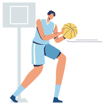 Jugador de baloncesto pasando el balón  Ilustración