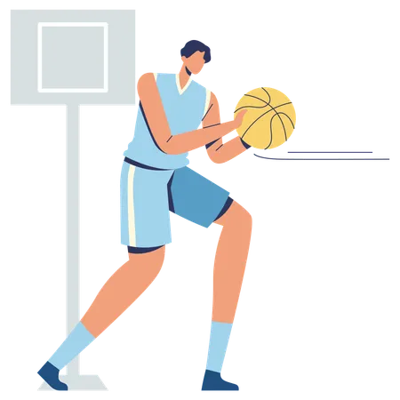 Jugador de baloncesto pasando el balón  Ilustración